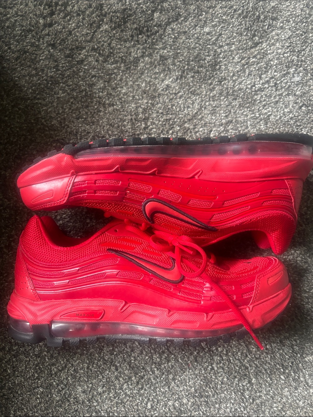 Nike Maxair Men's Red Athletic Sneakers with Black Swoosh